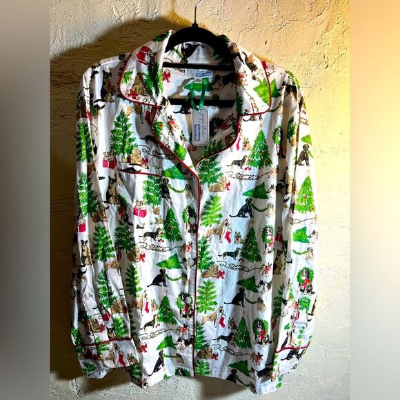 Pajama top by Danica Herrick boutique size Medium- holiday and the dog’s motif - Picture 1 of 11